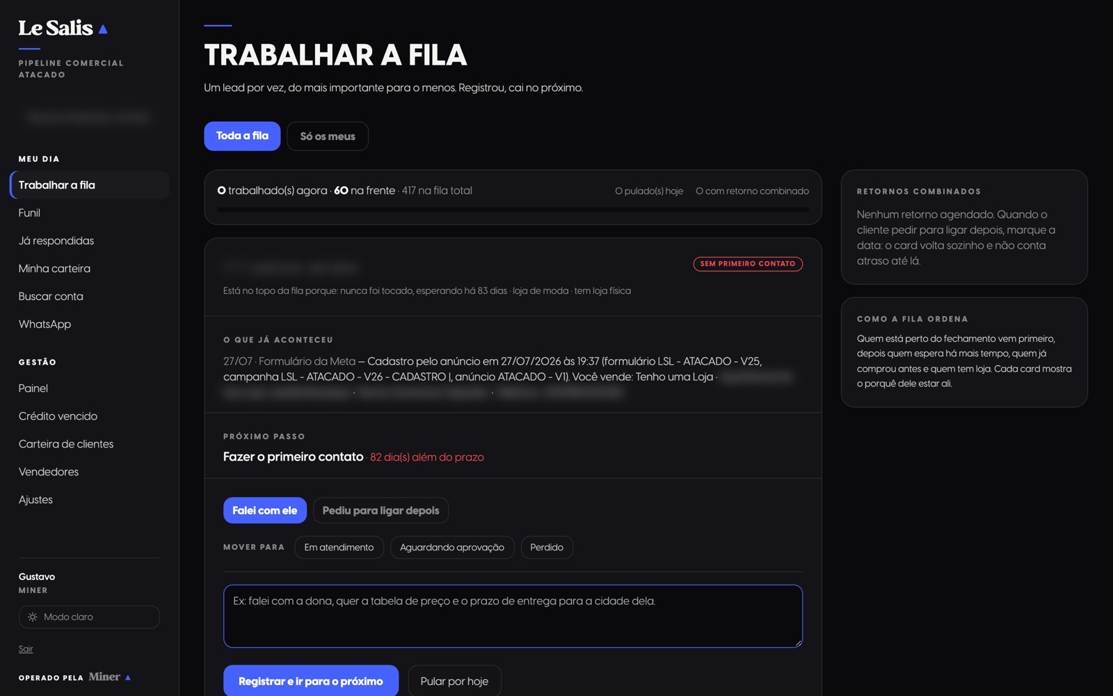 Pipeline comercial: trabalhar a fila