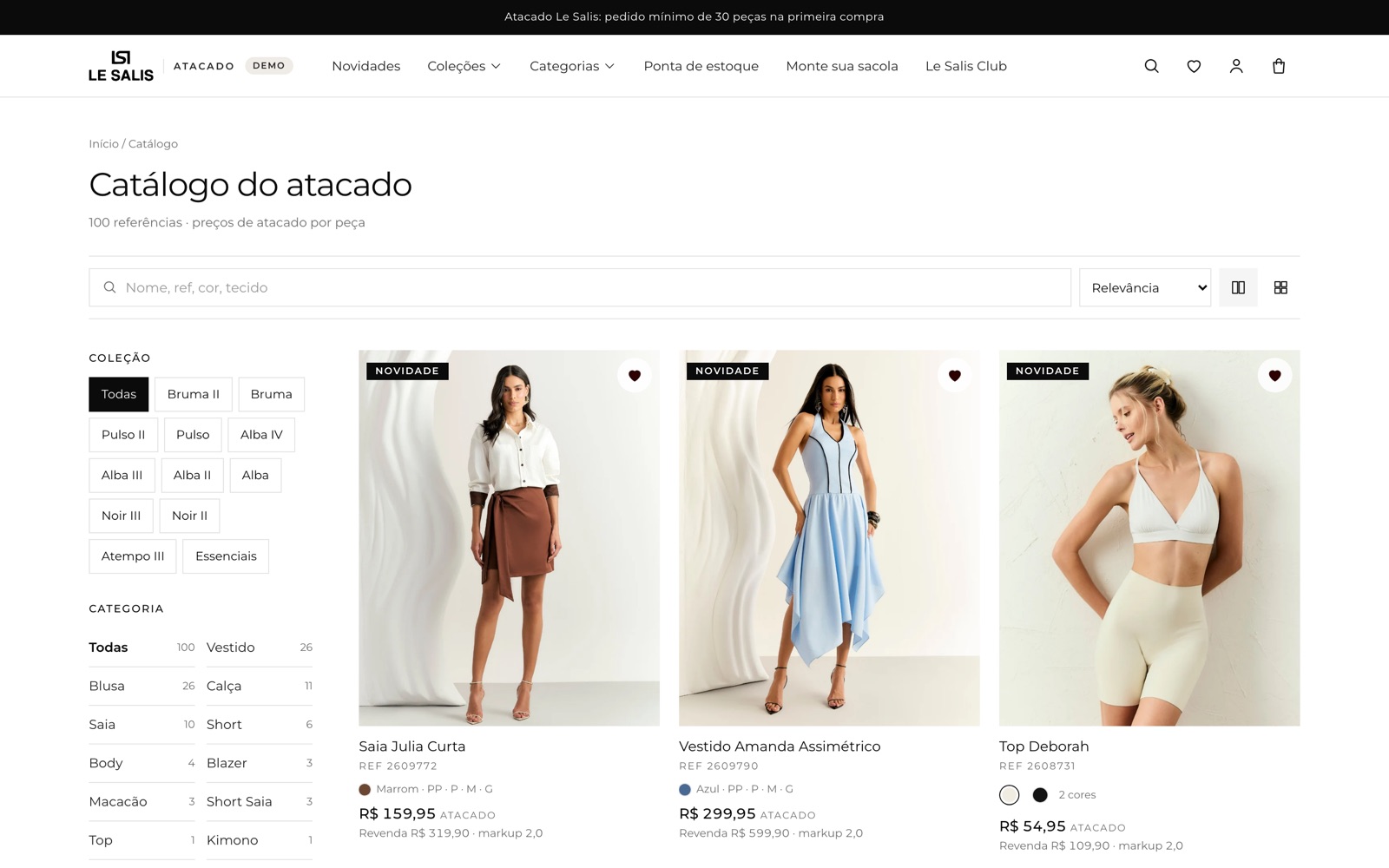Portal de pedidos: catálogo do atacado